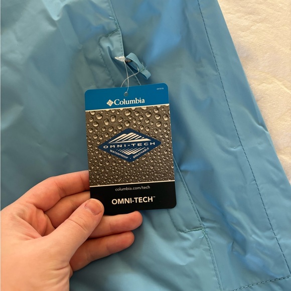 Columbia Light Blue Hooded Rain Jacket Brand New Unisex - Picture 4 of 4